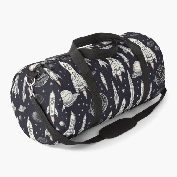 Item preview, Stellar Spectacle: A monochrome and playful pattern featuring rockets and planets, celebrating a cosmic carnival filled with joy and excitement. designed and sold by Grang Art Artistic Designs.