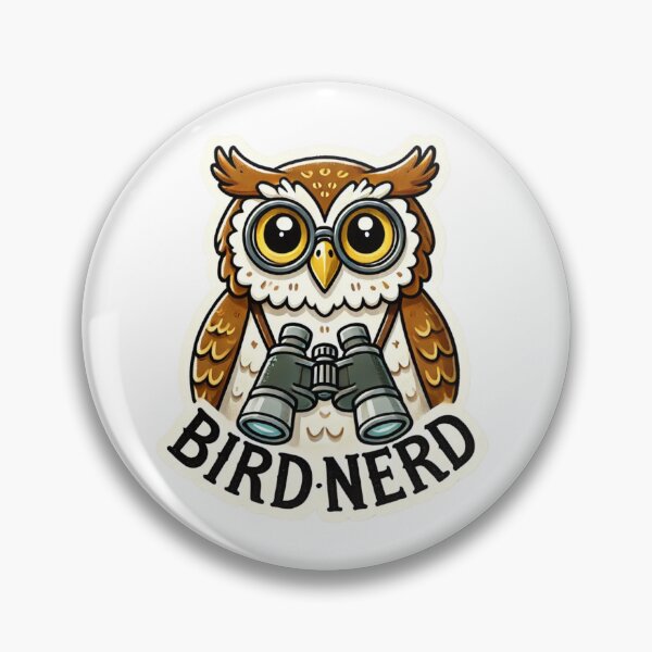 Item preview, Bird Nerd Wise Owl with glasses and binoculars designed and sold by BrinaandPops.