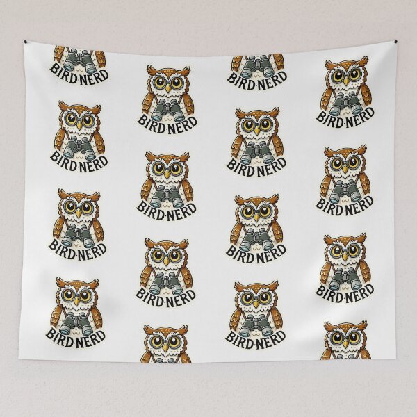 Item preview, Bird Nerd Wise Owl with glasses and binoculars designed and sold by BrinaandPops.