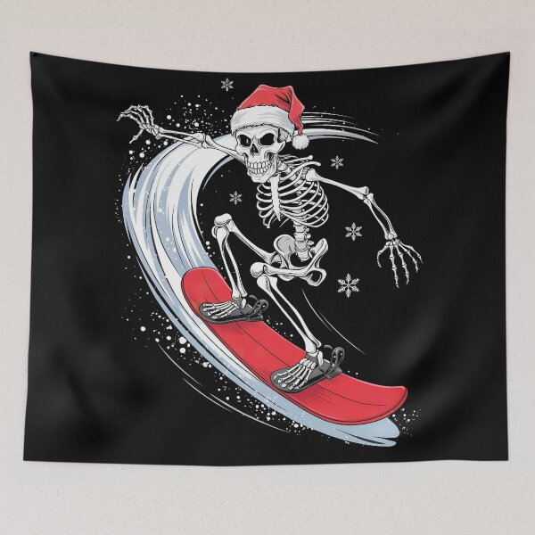 Item preview, Santa sceleton on snowboard designed and sold by Dot1001.
