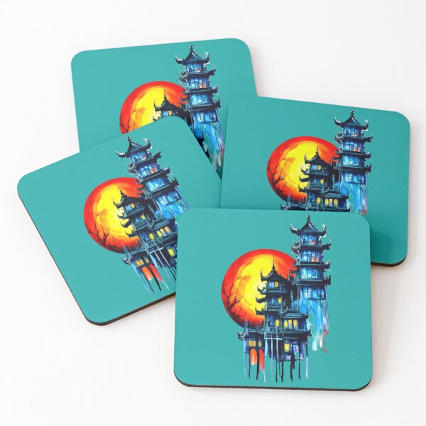 Item preview, Red Sun Pagoda Night designed and sold by NiRia Spot.