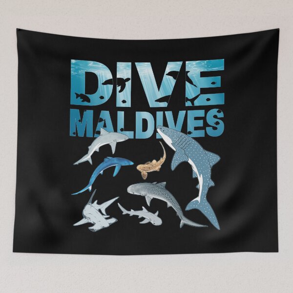 Item preview, whale shark tiger shark bull shark hammerhead shark Maldives designed and sold by NicGrayGraphic.
