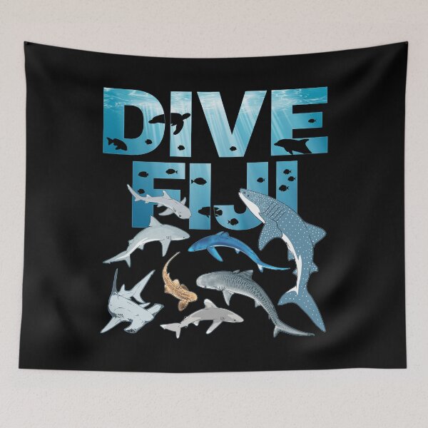 Item preview, whale shark tiger shark bull shark hammerhead shark Fiji designed and sold by NicGrayGraphic.