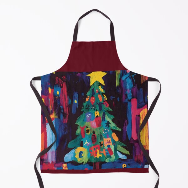 Item preview, Vibrant Christmas Tree - Colorful Ornaments and Glowing Star Amidst Festive Brush Strokes AI Generated Abstract Art designed and sold by OlfactoART Studio.