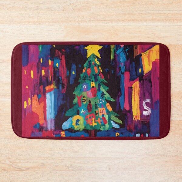 Item preview, Vibrant Christmas Tree - Colorful Ornaments and Glowing Star Amidst Festive Brush Strokes AI Generated Abstract Art designed and sold by OlfactoART Studio.