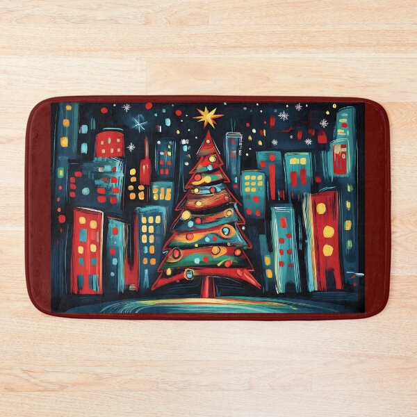 Item preview, Generative AI Festive Christmas Tree in the City - Colorful Ornaments and Starry Night Sky designed and sold by OlfactoART Studio.