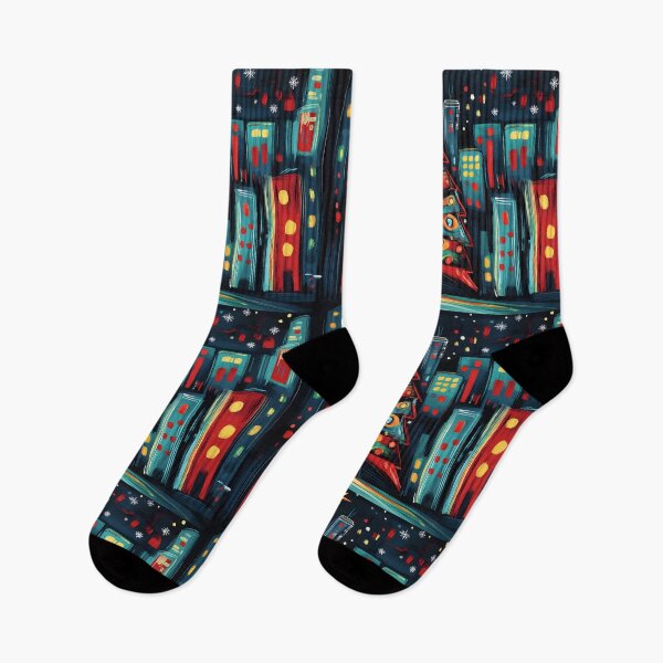 Item preview, Generative AI Festive Christmas Tree in the City - Colorful Ornaments and Starry Night Sky designed and sold by OlfactoART Studio.