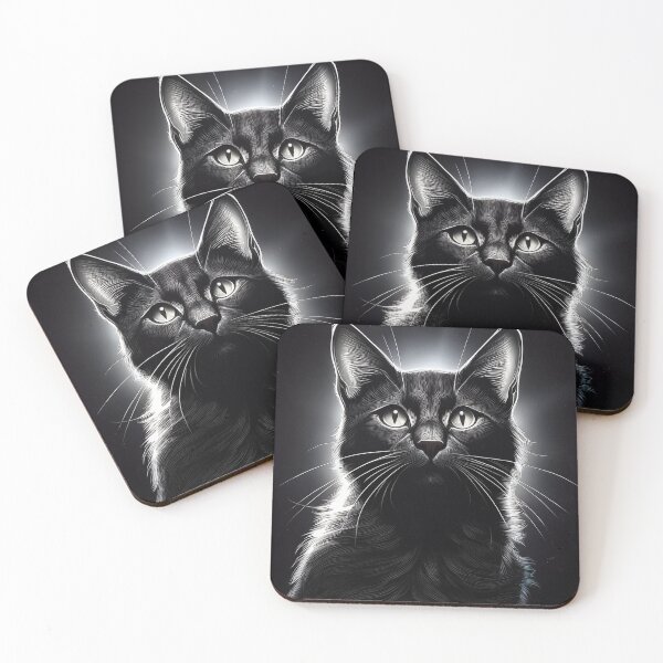 Item preview, Frontal view of a beautiful black cat with backlight designed and sold by Photopat.