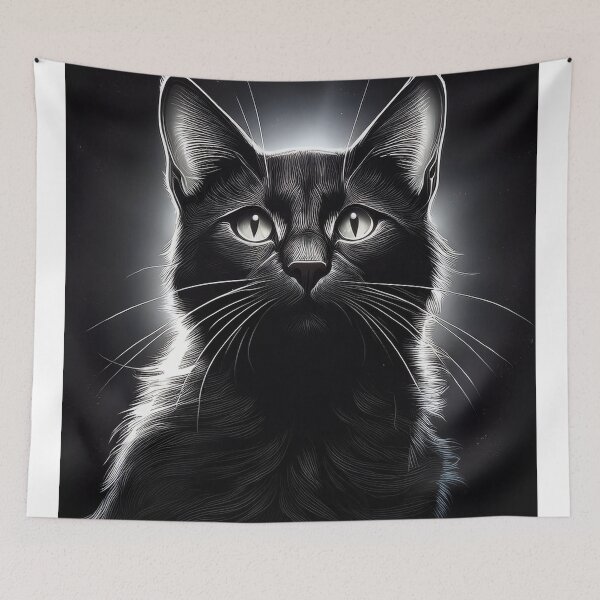 Item preview, Frontal view of a beautiful black cat with backlight designed and sold by Photopat.
