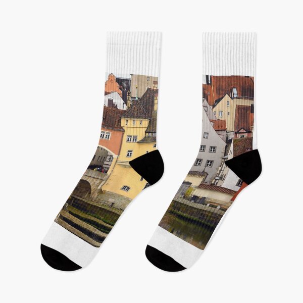 Item preview, Stone bridge and colorful old buildings in Regensburg Germany designed and sold by goceris.