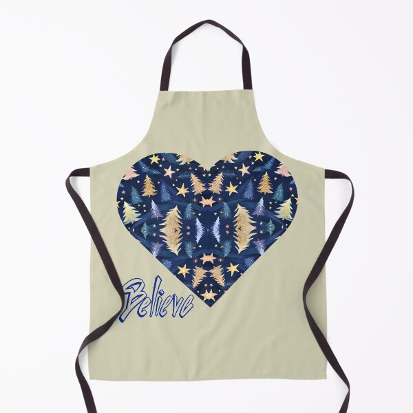 Item preview, Believe. I love Christmas. Heart with Christmas tree pattern in sand and blue designed and sold by FreeSoulLab.