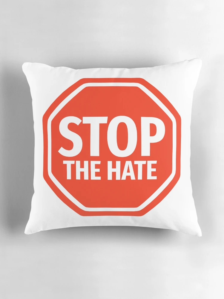Thumbnail 3 of 4, Pillow, Stop the hate  designed and sold by Rachel the Artist .