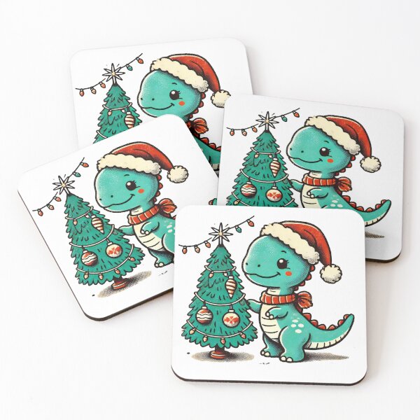 Item preview, Dinosaur with Christmas Tree Cute Holiday Art designed and sold by lubushop1.