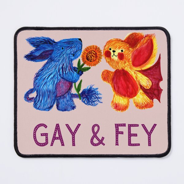 Item preview, Gay & Fey - Whimsical Queer Cottagecore Art with Blue Bunny and Orange Bat Jemma Jamie Skidmore designed and sold by Jemma Jamie Skidmore.