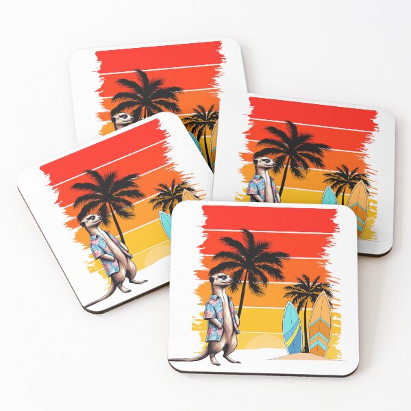Item preview, Cool surfer meerkat enjoying a tropical sunset designed and sold by StyleFused.