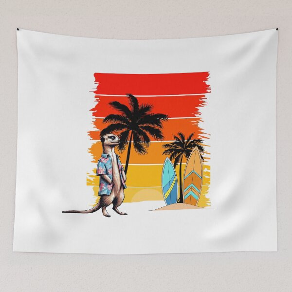 Item preview, Cool surfer meerkat enjoying a tropical sunset designed and sold by StyleFused.
