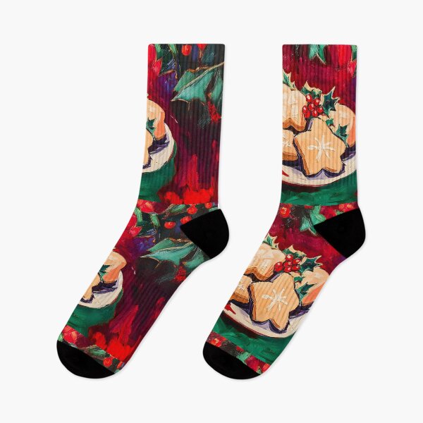 Artikelvorschau, Die Kunst des Backens – Frohe Weihnachten, Joyeux Noël: Sternförmige Weihnachtsplätzchen mit Stechpalmen und Beeren auf einem festlichen Teller entworfen und verkauft von OlfactoART Studio.