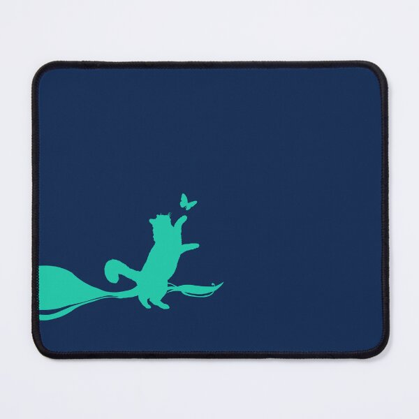 Item preview, Minimal Cute Cat Catching a Butterfly (blue-green and navy) designed and sold by Kataverse.