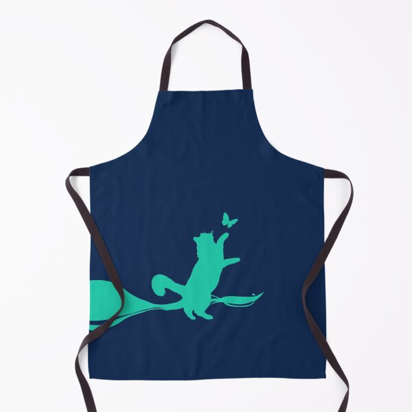 Item preview, Minimal Cute Cat Catching a Butterfly (blue-green and navy) designed and sold by Kataverse.