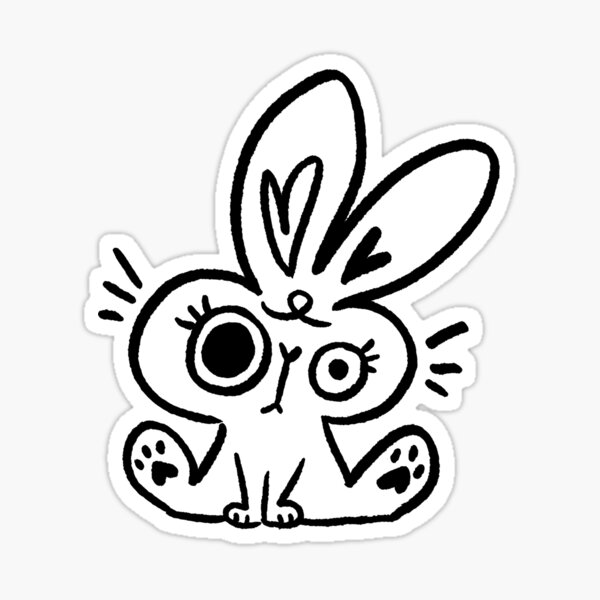 Cute Bunny Sitting Doodle Sticker