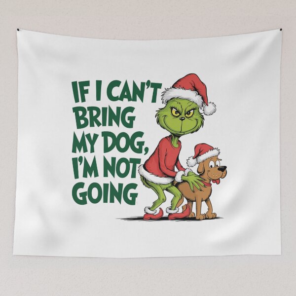 Item preview, "If I Can't Bring My Dog I'm Not Going | Funny Retro Christmas Shirt | Holiday Sublimation Design for Dog Lovers" designed and sold by Bouchey.