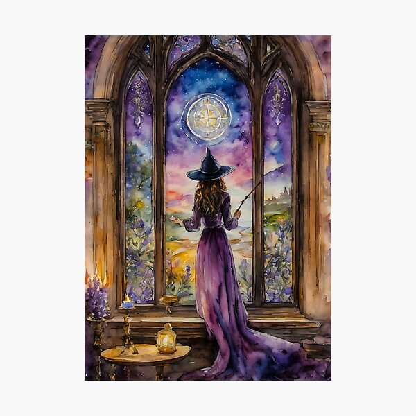 Lavender Witch Casting a Spell by Lyra O'Brien Photographic Print