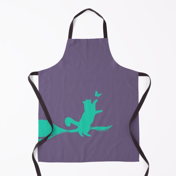 Item preview, Minimal Cute Cat Catching a Butterfly (blue-green and purple) designed and sold by Kataverse.