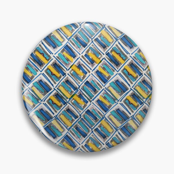 Item preview, Geometric handmade ink watercolor blue yellow designed and sold by Alessandro Remo Mazzoni Remotextiles.