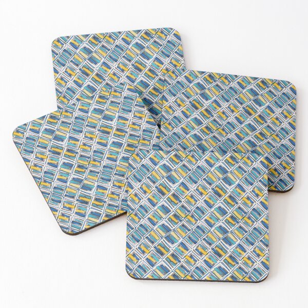 Item preview, Geometric handmade ink watercolor blue yellow designed and sold by Alessandro Remo Mazzoni Remotextiles.