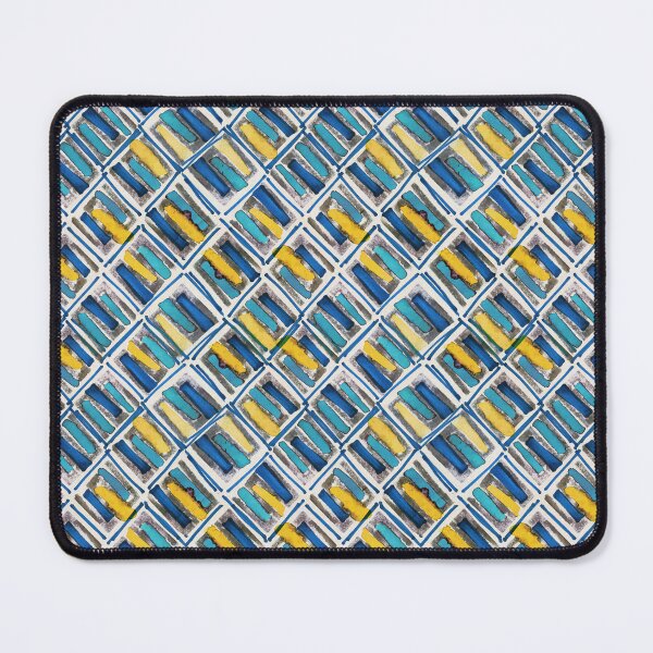 Item preview, Geometric handmade ink watercolor blue yellow designed and sold by Alessandro Remo Mazzoni Remotextiles.