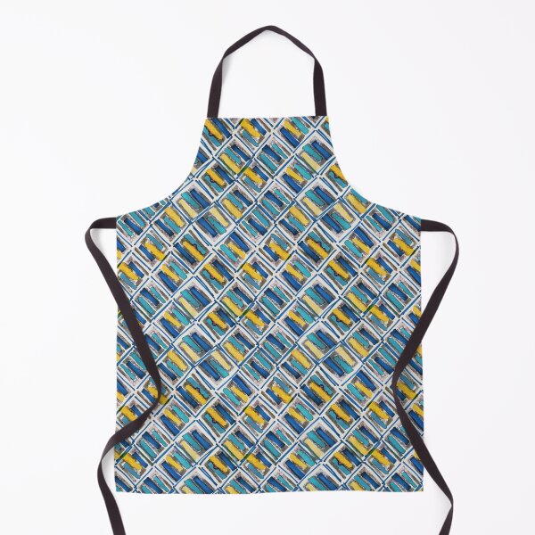 Item preview, Geometric handmade ink watercolor blue yellow designed and sold by Alessandro Remo Mazzoni Remotextiles.