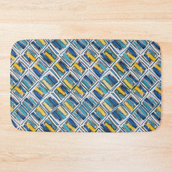 Item preview, Geometric handmade ink watercolor blue yellow designed and sold by Alessandro Remo Mazzoni Remotextiles.