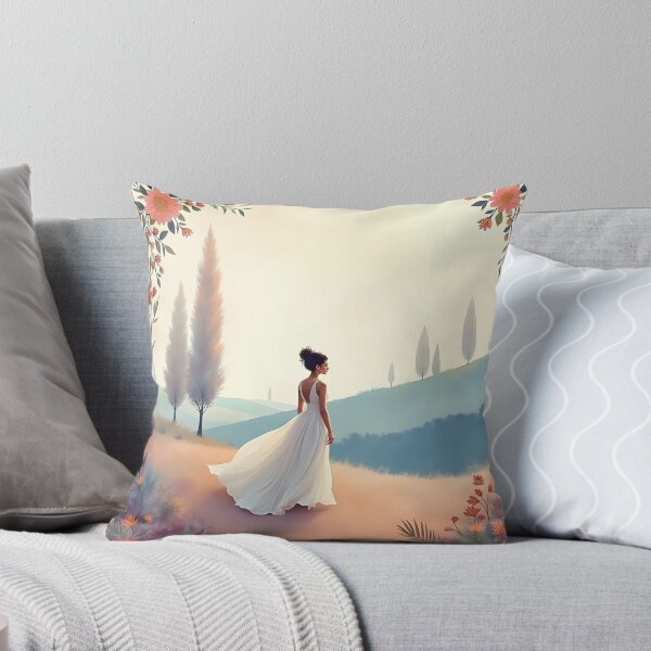 Item preview, Woman in watercolor landscape with art nouveau borders designed and sold by neilfitzgerald.