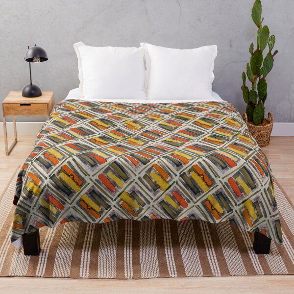 Item preview, Geometric handmade ink watercolor orange gray yellow designed and sold by Alessandro Remo Mazzoni Remotextiles.