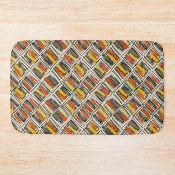 Item preview, Geometric handmade ink watercolor orange gray yellow designed and sold by Alessandro Remo Mazzoni Remotextiles.