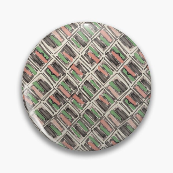 Item preview, Geometric handmade ink watercolor peach sage green designed and sold by Alessandro Remo Mazzoni Remotextiles.