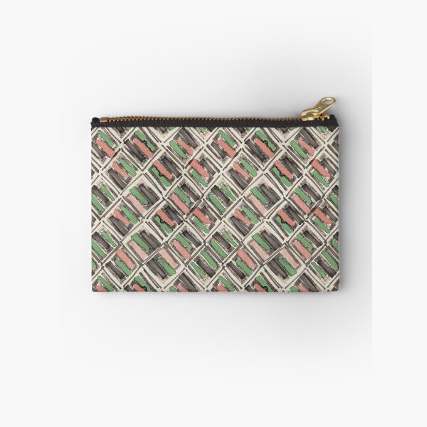 Item preview, Geometric handmade ink watercolor peach sage green designed and sold by Alessandro Remo Mazzoni Remotextiles.