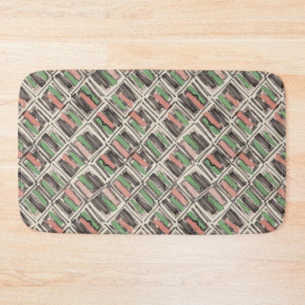 Item preview, Geometric handmade ink watercolor peach sage green designed and sold by Alessandro Remo Mazzoni Remotextiles.