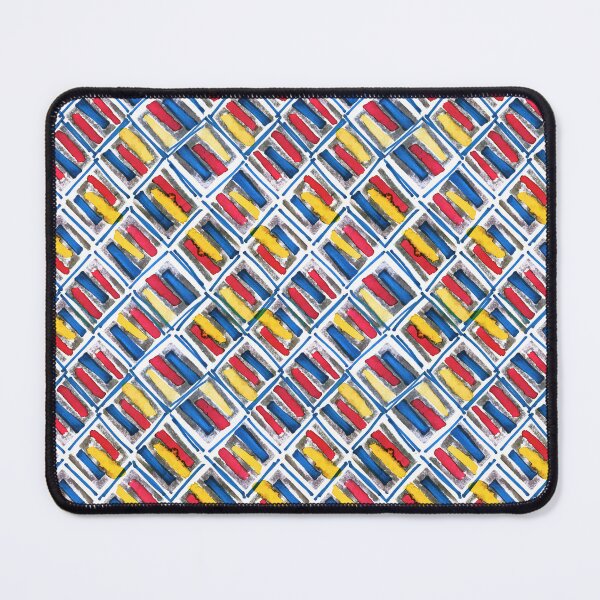 Item preview, Geometric handmade ink watercolor blue yellow red primary colors designed and sold by Alessandro Remo Mazzoni Remotextiles.