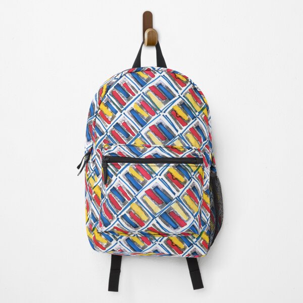Item preview, Geometric handmade ink watercolor blue yellow red primary colors designed and sold by Alessandro Remo Mazzoni Remotextiles.