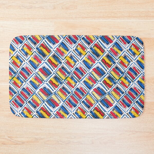 Item preview,  Geometric handmade ink watercolor blue yellow red primary colors designed and sold by Alessandro Remo Mazzoni Remotextiles.