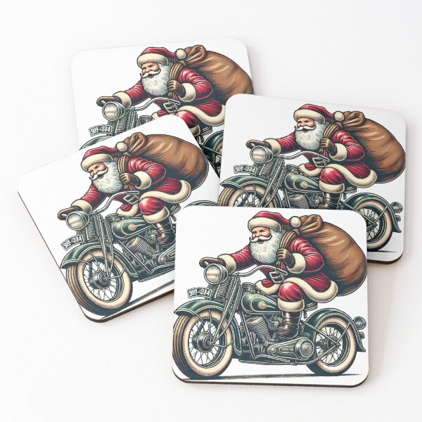Item preview, Biker Santa Riding Motorcycle Holiday Illustration designed and sold by lubushop1.