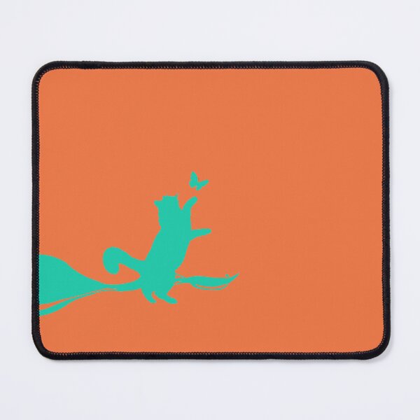 Item preview, Minimal Cute Cat Catching a Butterfly (blue-green and orange) designed and sold by Kataverse.