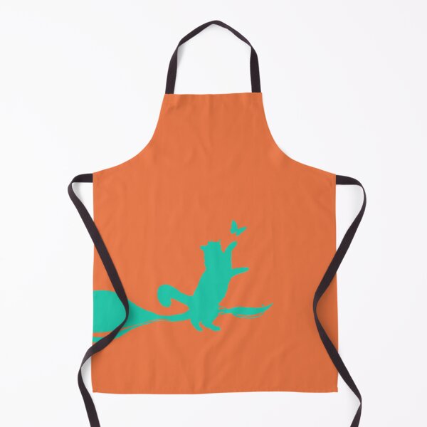 Item preview, Minimal Cute Cat Catching a Butterfly (blue-green and orange) designed and sold by Kataverse.