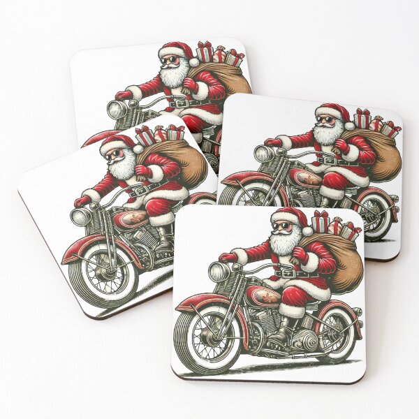 Item preview, Santa Biker with Gifts Retro Motorcycle Christmas Design designed and sold by lubushop1.