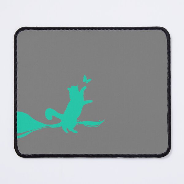 Item preview, Minimal Cute Cat Catching a Butterfly (blue-green and grey) designed and sold by Kataverse.