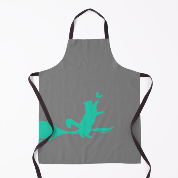 Item preview, Minimal Cute Cat Catching a Butterfly (blue-green and grey) designed and sold by Kataverse.