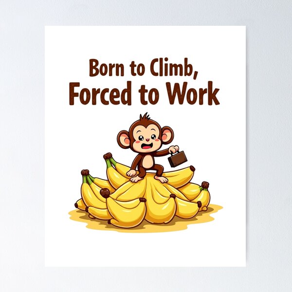 Item preview, Monkey Born to Climb, Forced to Work Monkey Day designed and sold by SignumShop.