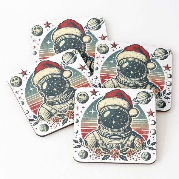 Item preview, Astronaut in Santa Hat Space Christmas Vintage Art designed and sold by lubushop1.