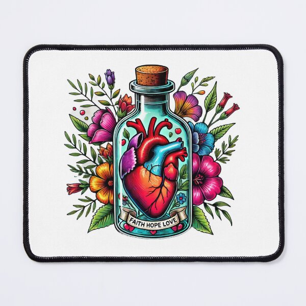 Item preview, Colorful Faith Love Hope- Heart in a Bottle - Vibrant, Inspirational Artwork designed and sold by Negative Vibes Only.